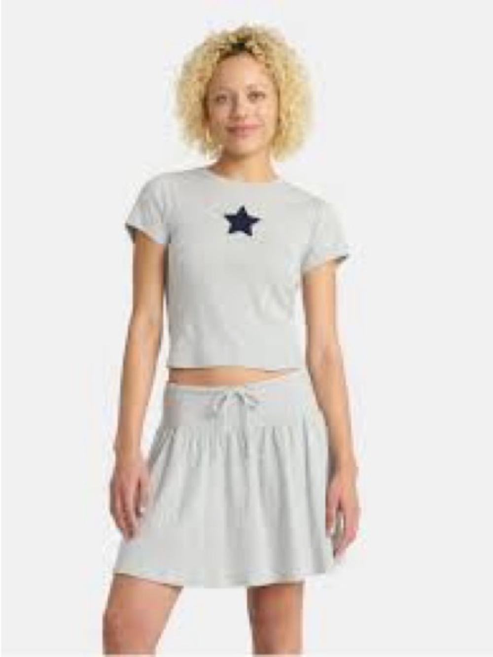 No Boundaries 2-Piece Gray Cotton Knit Baby Tee & Mini Skirt Set NWT Size XL